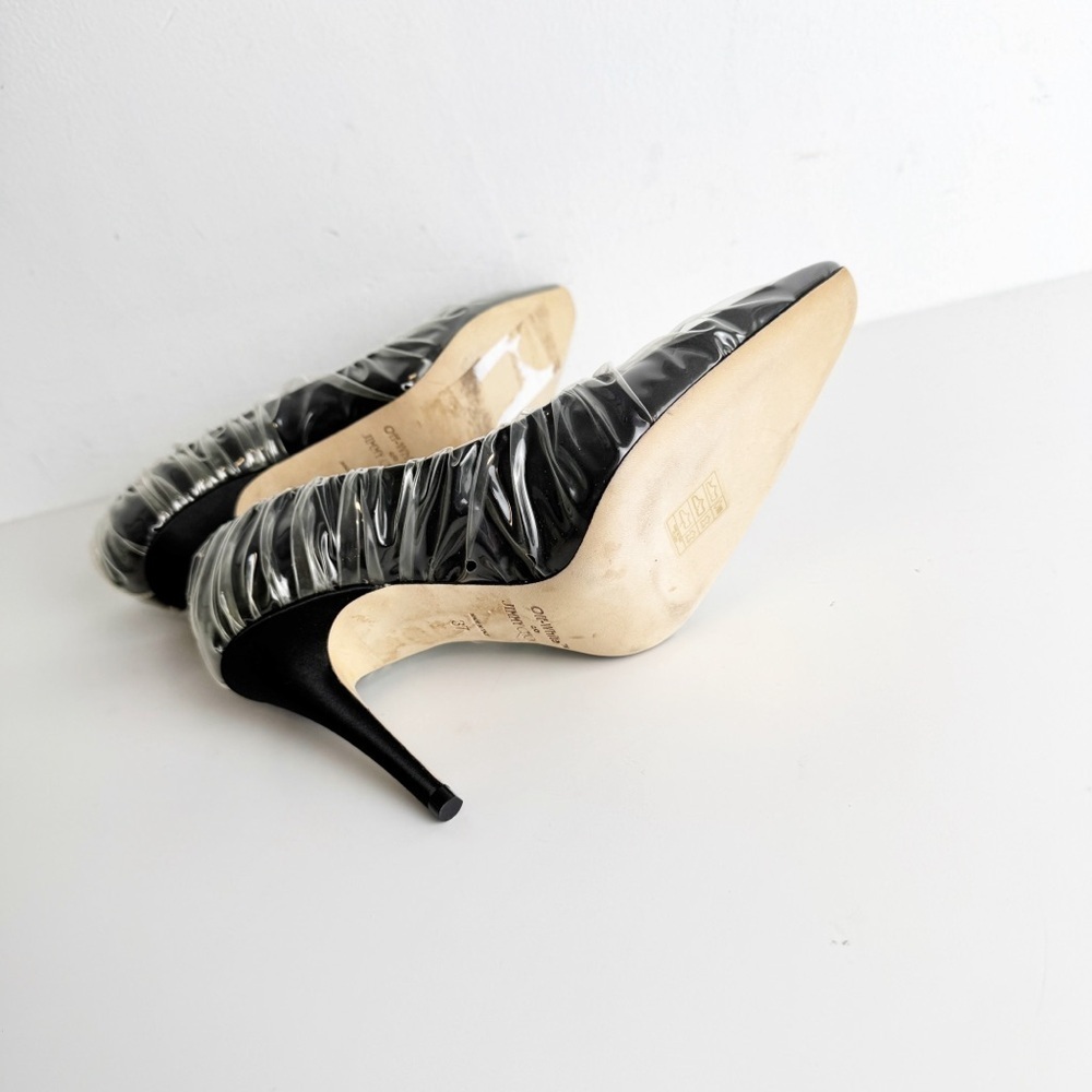 Off-White x Jimmy Choo Black Anne 100 PVC Wrapped Satin Pumps size 37 - Picture 7 of 8